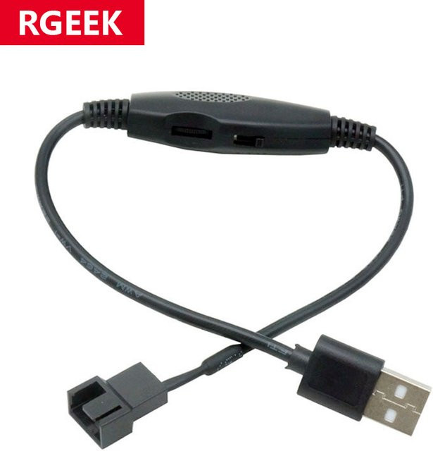 RGeek USB auf 4-Pin 5V Lüfteradapterkabel mit Drehzahlregelung in Schwarz - Bild 1