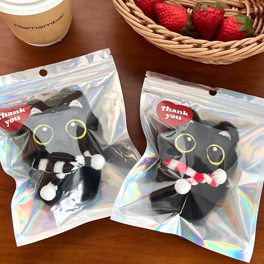 Plüsch-Puppenanhänger, schwarze Katze, Rucksack-Schlüsselanhänger - Bild 5