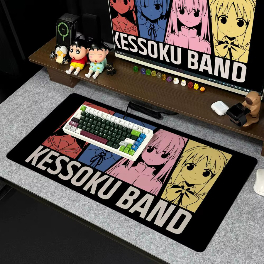 B-Bocchi The Rock Mauspad XXL rutschfeste Gamer-Tastaturunterlage mit HD Art Design in Schwarz/Mehrfarbig, B/T: 90 x 40 cm - Bild 2
