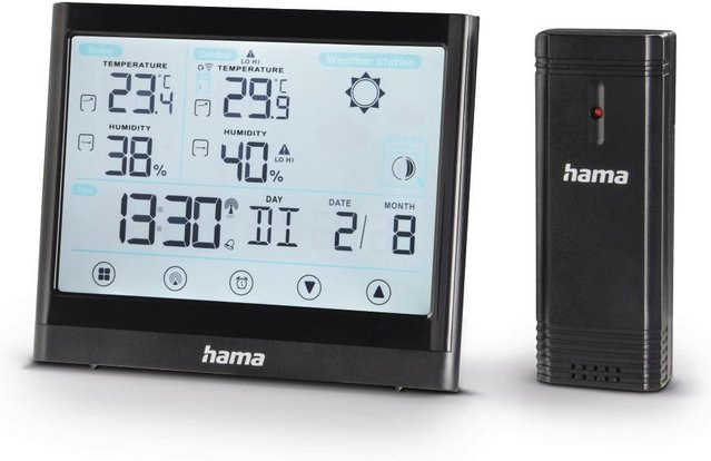 Hama Wetterstation Full Touch in Schwarz - Bild 1