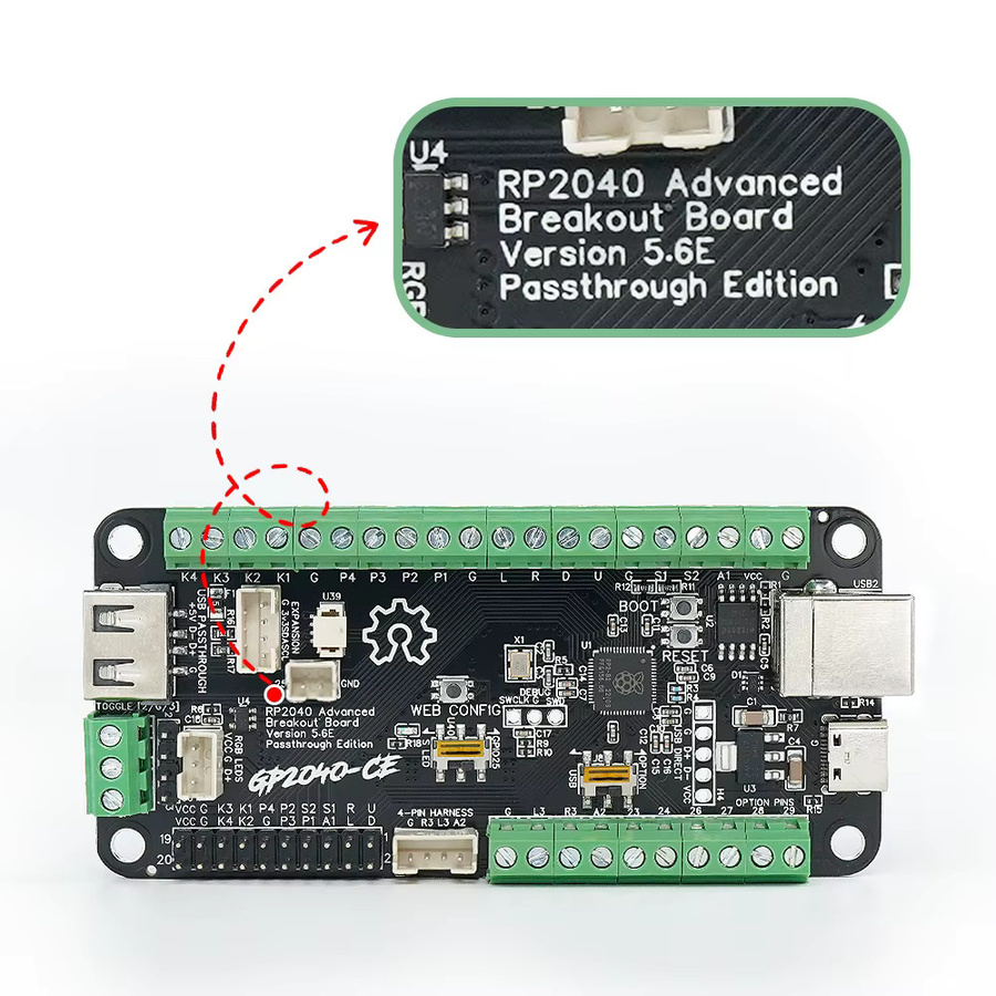 Ultiretro Rp2040 Advanced V5.6E USB Breakout Board Passthrough Arcade Fight Stick Hitbox Buttons Style für PC, PS4, PS5 und Nintendo Switch Gaming Zubehör mit USB-C Anschluss - Bild 2