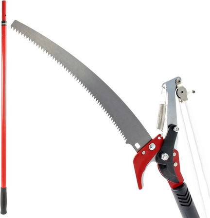 Xpotool 2in1 Teleskop Astsäge und Astschere mit Seilzug in Rot-Schwarz, ausziehbar von 100 bis 200 cm