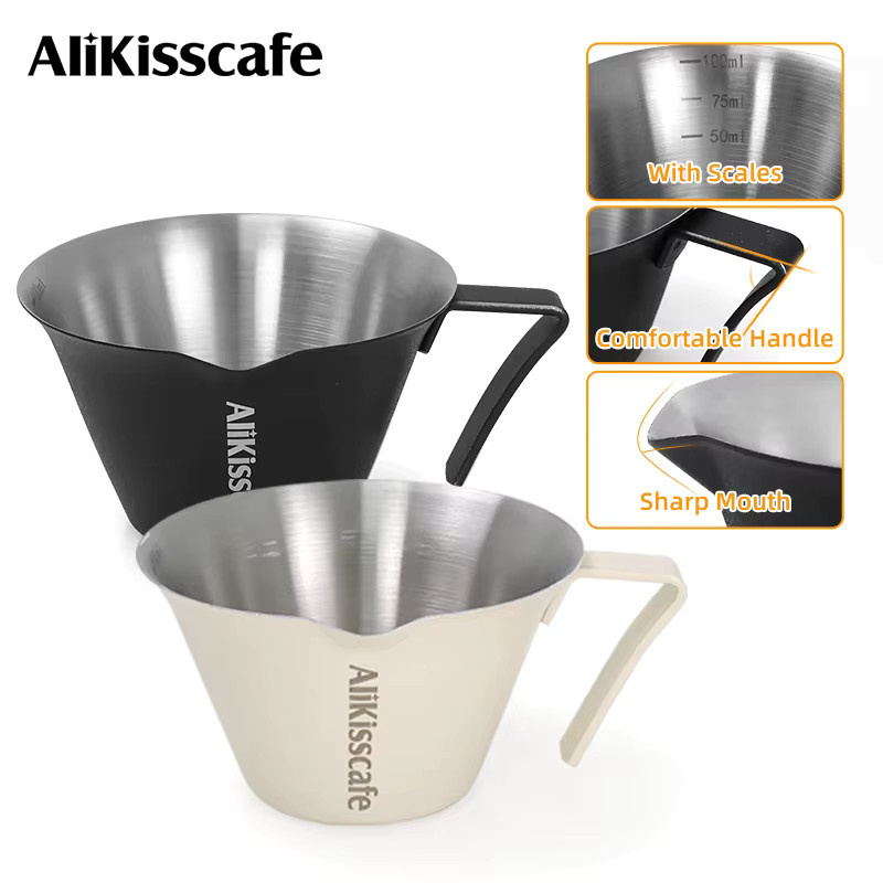 AliKisscafe Kaffee Messbecher aus Edelstahl für Espresso und Barista-Zubehör, Silber, 100 ml - Bild 1