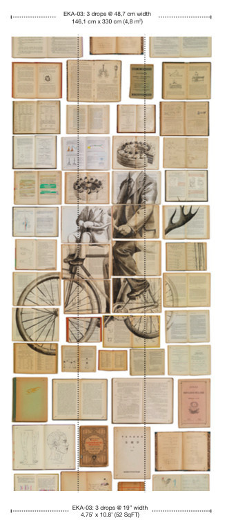 NLXL Wallpaper EKA-03 Bibliotheca Wandtapete in Beige und Multicolour mit Vintage-Motiv und Typografie-Design, Material: Vlies, Höhe: 330 cm, Breite: 48,7 cm - Bild 2