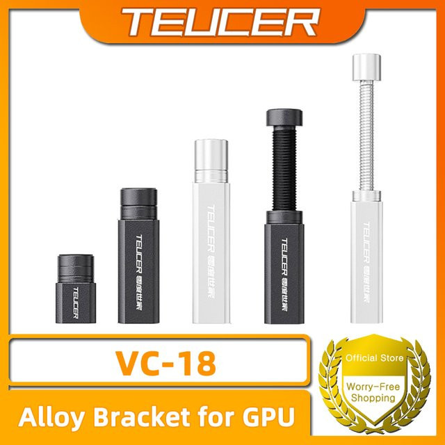 TEUCER VC-18 GPU-Halterung, verstellbarer vertikaler Teleskop-Ständer mit Drehfunktion, Schwarz - Bild 1