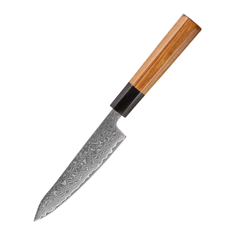 Baovim Japanisches Damaszener Küchenmesser JP Paring Knife aus handgeschmiedetem Stahl mit Rosenholzgriff, Braun, Breite: 12,7 cm - Bild 5