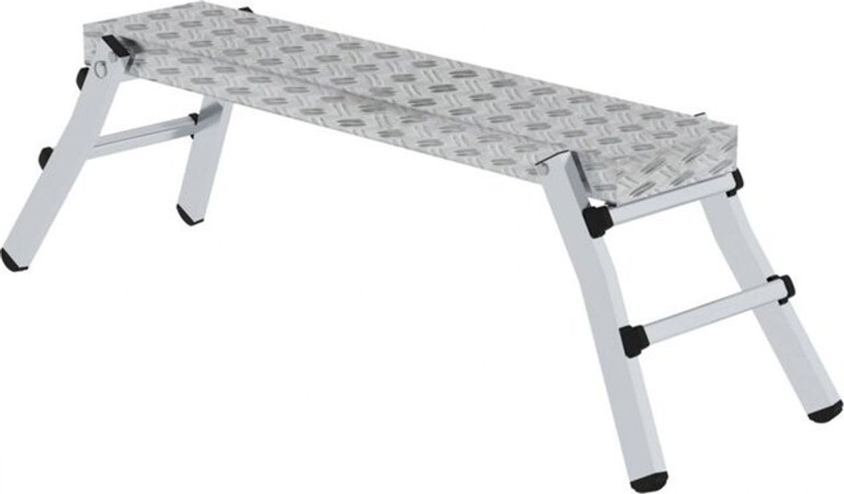 MUNK Aluminium-Plattformleiter in Silber mit klappbaren Füßen und rutschfesten Sprossen, max. 150 kg, B/T/H: 130 x 28,5 x 50 cm - Bild 2