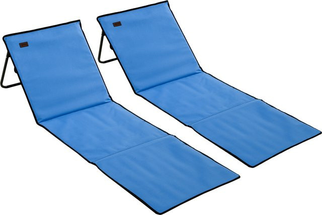 Outsunny 2er-Set Strandmatten Blau, faltbare Strandliegen aus Oxford-Polyester mit verstellbarer Rückenlehne und Tragetasche, belastbar bis 110 kg - Bild 1