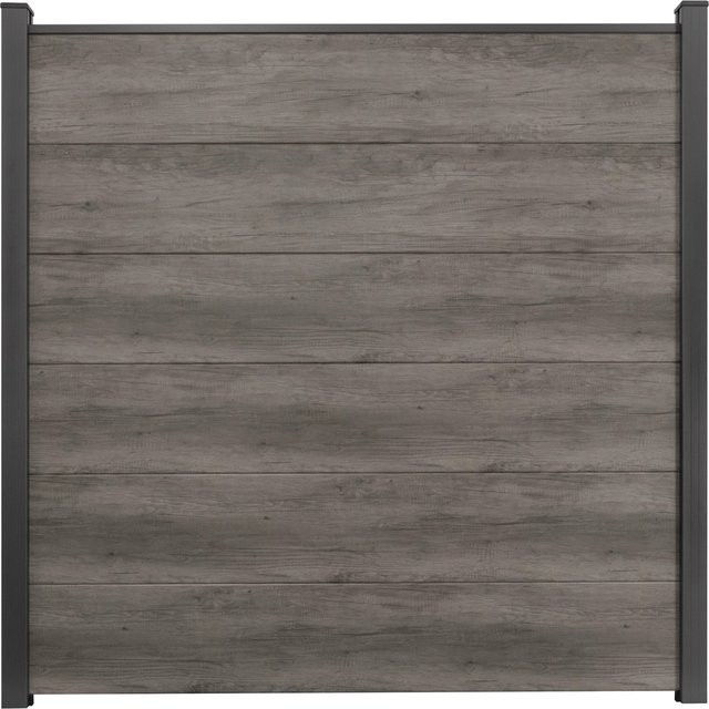 GroJa Steckzaun BasicLine PVC in Monument Oak, Farbe: Grau, B/H: 180 x 180 cm - Bild 1