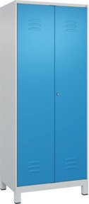 C+P Wäsche-Spind Classic PLUS mit 2 Abteilen, Zylinderschloss und Füßen, Grau/Blau, H x B x T: 195 x 80 x 50 cm - Bild 1