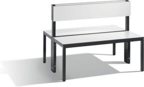 C+P Möbelsysteme Doppelseitige Sitzbank Basic Plus mit Rückenlehne, Gestell Schwarzgrau und Dekor Weiß, H 79,6 cm x B 100 cm x T 76 cm - Bild 1