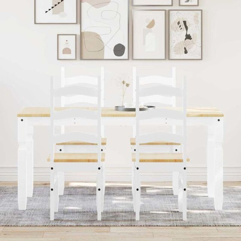 5-tlg. Essgruppe Panama von Vidaxl aus weißem Kiefer Massivholz im Landhausstil - Bild 1