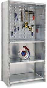 Regalwerk Werkstatt-Regal BERT mit Vollblechseitenwand in Grau, H x B x T: 200 x 100,5 x 50 cm - Bild 1