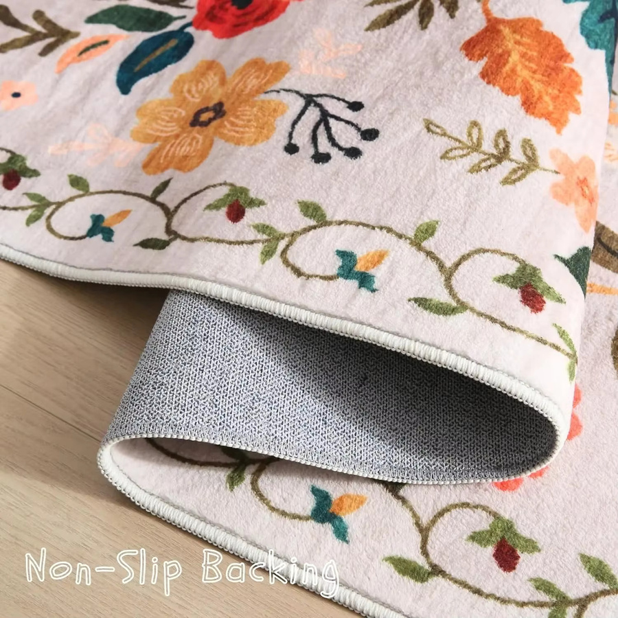 VIKAMA Teppich mit Boho-Blumenmuster, maschinenwaschbar und rutschfest, ideal für Küche oder Eingangsbereich - Bild 3