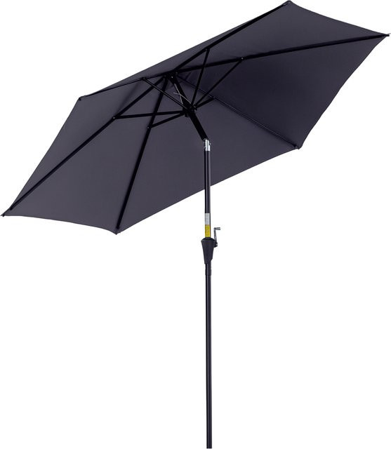 Outsunny Marktschirm Knickschirm Sonnenschirm aus Aluminium und Polyester in Dunkelgrau Durchmesser: 2,6 m, Höhe: 2,35 m - Bild 1