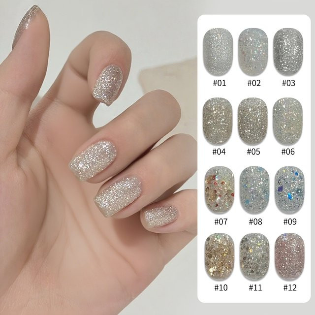 MIANEL NAIL Goya Star Serie Glitzer-Gel Nagellack, Weiß, 12 ml - Bild 1