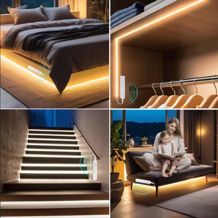 Mikenoon COB LED-Lichtband mit Bewegungssensor, 5V, 320 LEDs/m, warmweiß, batteriebetrieben und selbstklebend für Schrank- und Küchenbeleuchtung - Bild 4