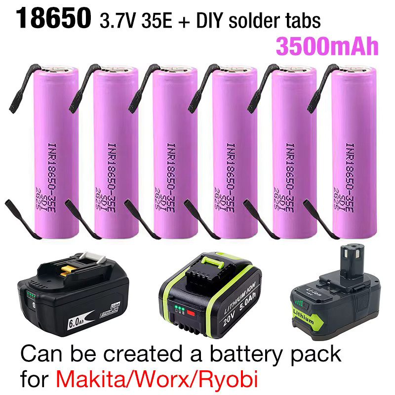 Samsung INR18650 35E Lithium-Ionen Akku 3,7 V 3500 mAh mit Laschen in Lila - Bild 3