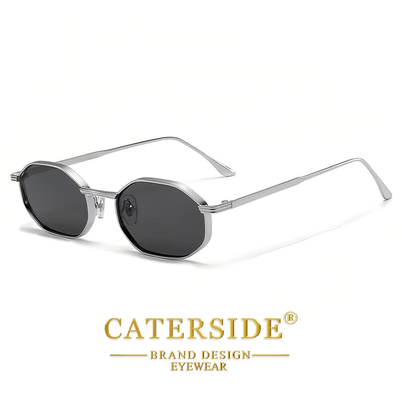 CATERSIDE Sonnenbrille, hexagonal, Metall, Vollrand, Unisex - Bild 1