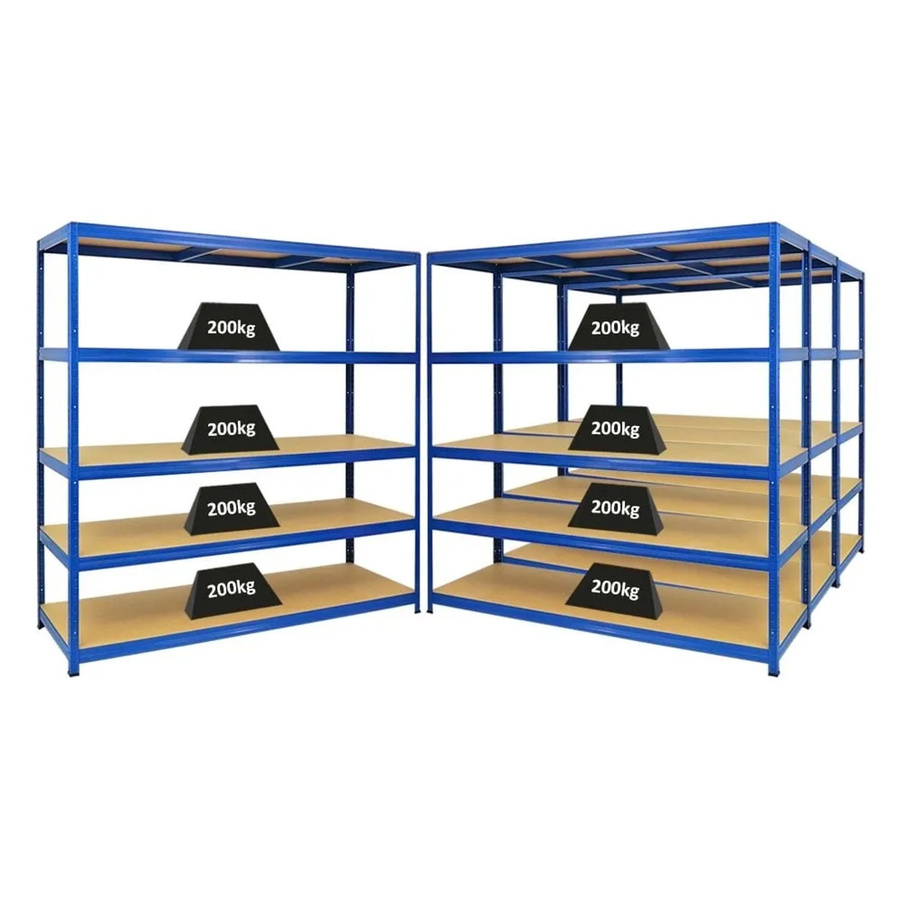 PROREGAL Schwerlastregal Giant Elephant Set aus 4 Stück, Blau, H x B x T: 180 x 180 x 60 cm, mit verstellbaren MDF-Holzregalböden und pulverbeschichtetem Metallgestell - Bild 2
