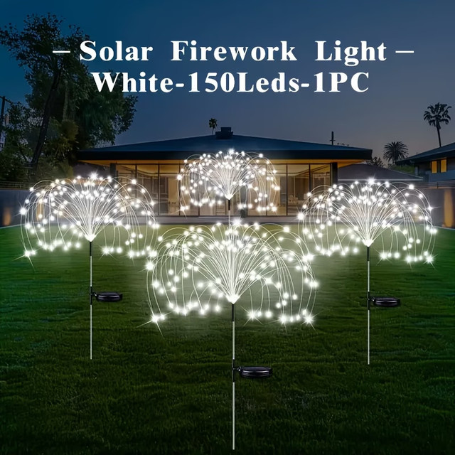 Peach Forest Solar LED Feuerwerkslichter mit 150 LEDs und 8 Beleuchtungsmodi, wasserdichte Kupferdraht-Lichterkette für Garten, Terrasse und Party-Dekoration - Bild 1