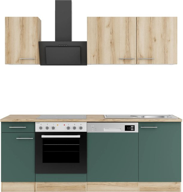 Optifit Küchenzeile KPLS2179OE-9+ in Steingrün und Wildeiche Nachbildung, Breite: 210 cm - Bild 1