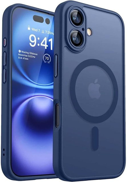 YULIN-003 Magnetische Armor Hülle für iPhone 17 16 15 14 13 12 11 Pro Max Plus Air 16e in Transparent Blau mit kabellosem Laden - Bild 1