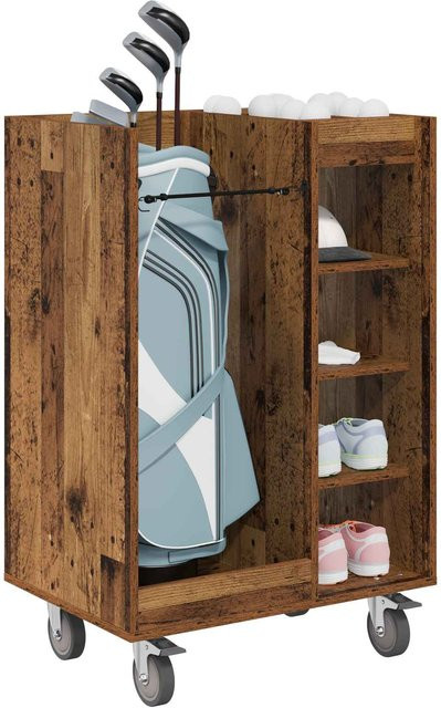 Yiwydaa Golfschrank mit Rädern in braunem Holz-Look, B/T/H: 65 x 45 x 98 cm - Bild 1