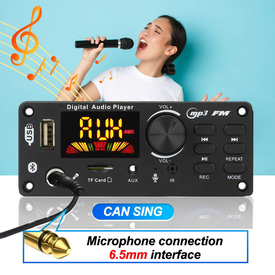 KEBIDU 80W Bluetooth Verstärker Modul mit FM-Radio, MP3-Player, USB und Mikrofon-Aufnahmefunktion in Schwarz - Bild 3
