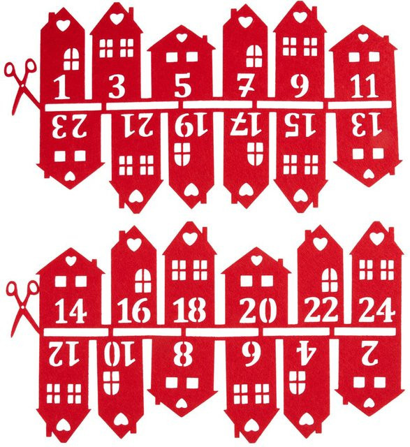 VBS Adventszahlen Filz Häuschen rot - Bild 1