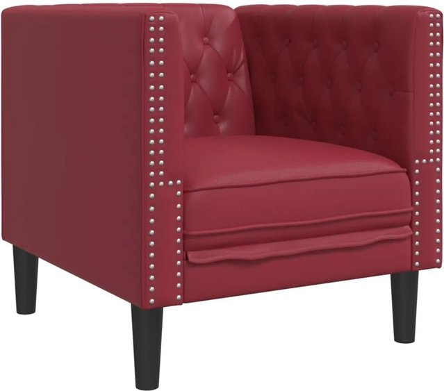 vidaXL Chesterfield-Sessel aus Kunstleder in Weinrot mit Armlehnen - Bild 1