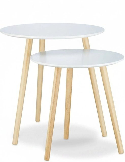 Relaxdays Beistelltisch 2er Set Skandinavisch in Weiß, Holz, B/T/H: 47,5 x 47 x 41 cm und 47,5 x 47 x 39 cm - Bild 1