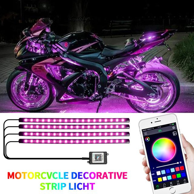 WUMFIRE RGB LED Ambiente-Beleuchtung für Motorrad und Auto mit App- und Fernbedienung, wasserdichte 12V LED-Lichtstreifen in Multicolour - Bild 1