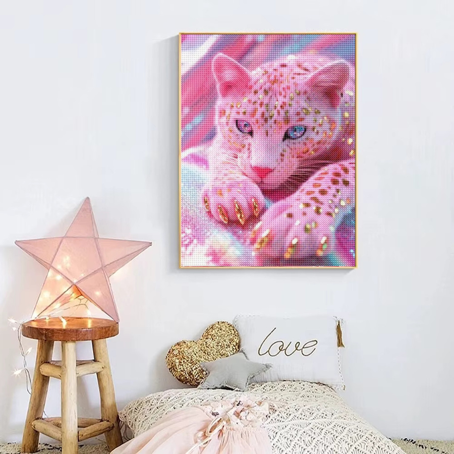 QIZITENG DIY Diamantmalerei Leopard 5D Stickerei mit runden Steinen für deine Wanddekoration - Bild 2