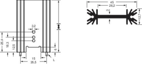 Fischer Elektronik Strangkühlkörper SK 409 38,S für TO-220, TO-218, TO-3P, B: 3,81 cm, H: 4,5 cm, T: 1,27 cm - Bild 1
