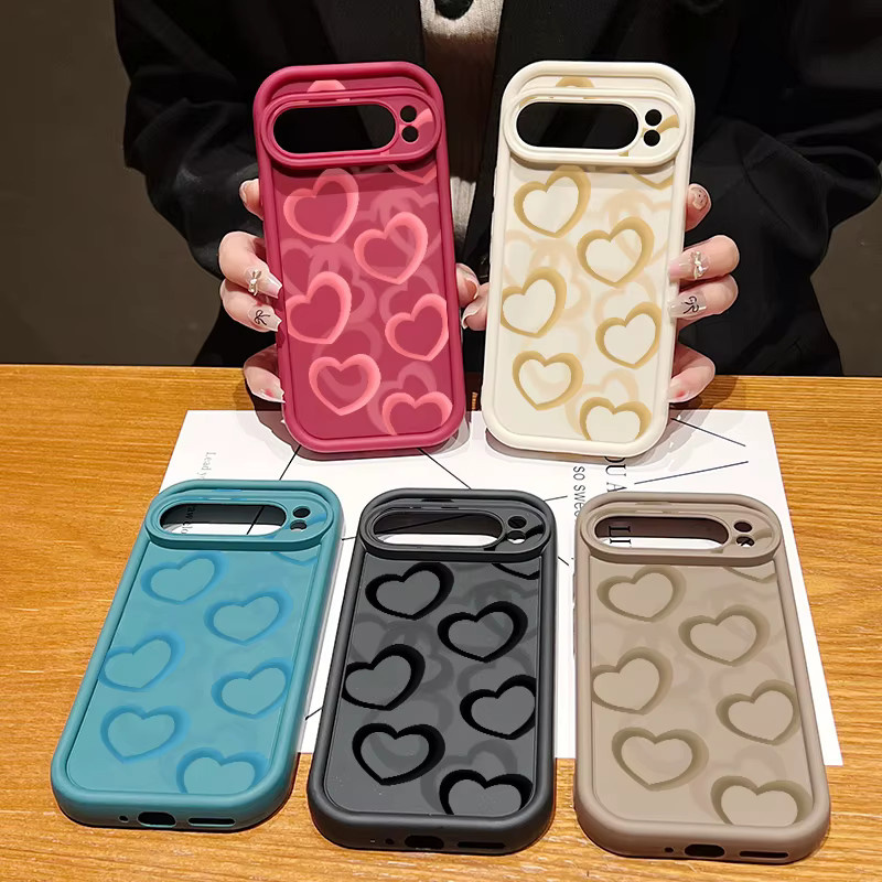 YISHANGOU TPU Handyhülle mit Liebesherz für Google Pixel 8 Pro, 9 Pro XL, 8, 7 Pro, 7A und 8A in Beige oder Weiß - Bild 3