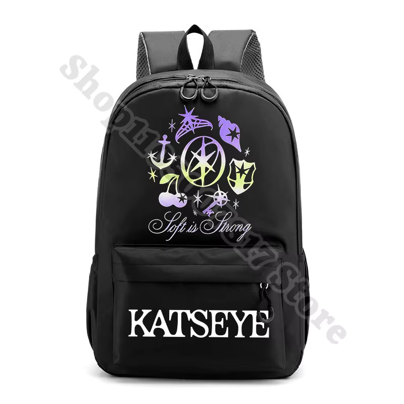 Potdemiel Anime Rucksack für Mädchen in Schwarz mit Cartoon-Print und großem Fassungsvermögen - Bild 1