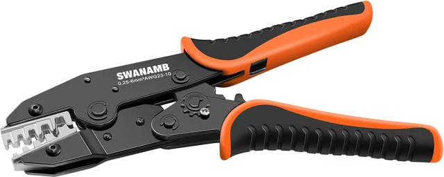 SWANAMB Crimpzange HS-06B für 0,5–6 mm2 und XH2,54/2,8/4,8 Flachstecker zur Verbindung von Anschlussklemmen - Bild 1