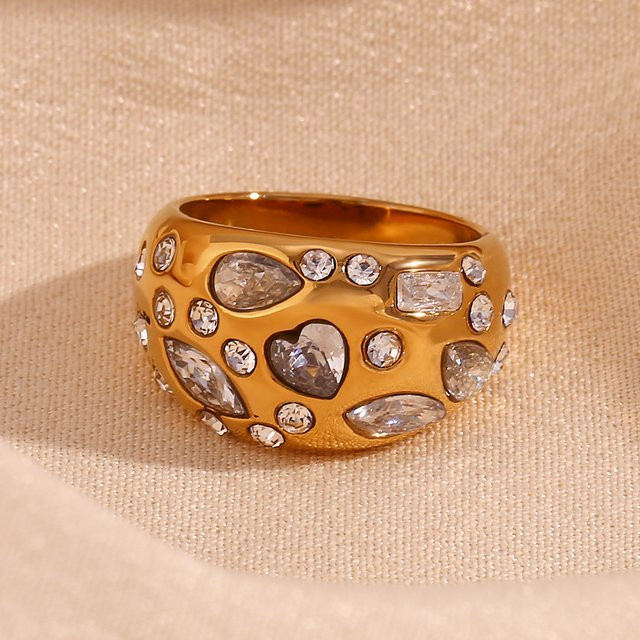 E.B.belle Ring, Edelstahl, 18 Karat vergoldet, Zirkonia, Damen - Bild 1