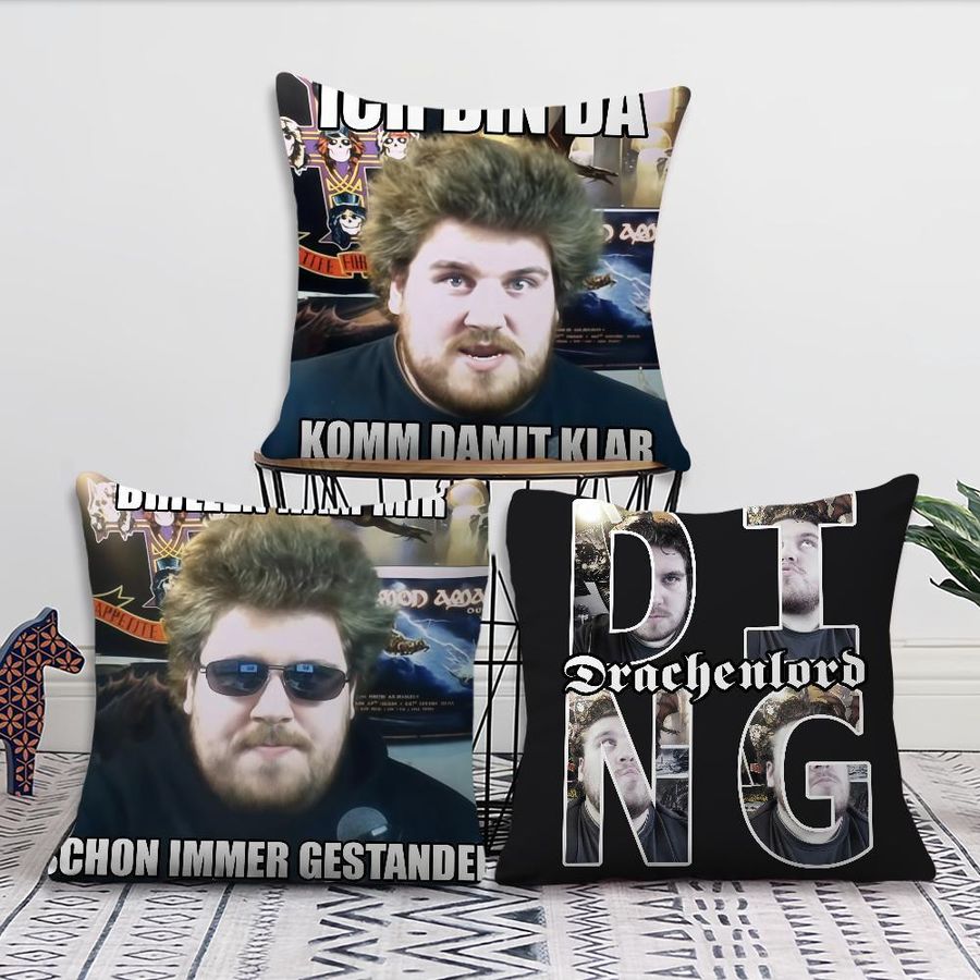 Dekorativer Kissenbezug mit D-Drachenlord R-Rainer Motiv für Sofa und Zuhause, 50 x 50 cm - Bild 1
