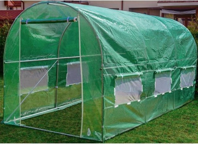 Viking Choice Gewächshaus mit grüner PE-Folie und Moskitonetzfenster, Farbe: Grün, B/T/H: 4 x 2,5 x 2 m - Bild 1