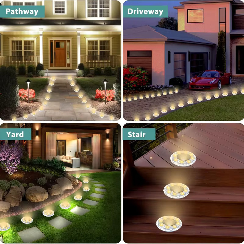 Leclstar Solar-Rasenleuchten für den Außenbereich mit 8 LEDs, wasserdichte Solar-Untergrundlampe in Warmweiß für Garten und Wege - Bild 6