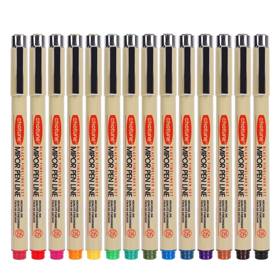Set mit 9 farbigen Präzisions-Mikrolinien-Stiften, wasserfeste Archivtinte für Skizzen und Zeichnungen, Multiliner-Fineliner in Multicolor - Bild 2