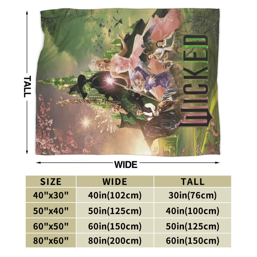 Potdemiel Wicked For Good Glinda und Elphaba Decke, weiche Grafik-Plüsch-Überwurfdecke aus Polyester, Mehrfarbig, B: 102 cm, T: 76 cm - Bild 5