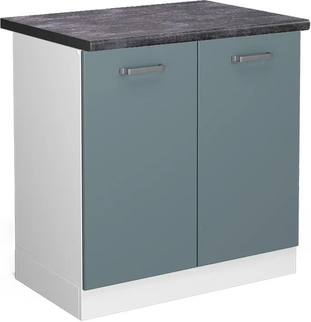 Vicco R-Line Spülenunterschrank Küchenunterschrank in Blau-Grau/Weiß/Anthrazit, B: 80 cm, H: 81,6 cm, T: 60 cm - Bild 1