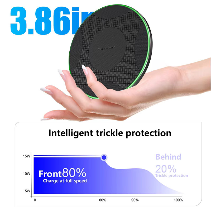 VIKEFON LED Drahtloses Schnellladegerät Pad für iPhone, Samsung und Xiaomi sowie AirPods Pro 2 in Schwarz oder Weiß - Bild 2