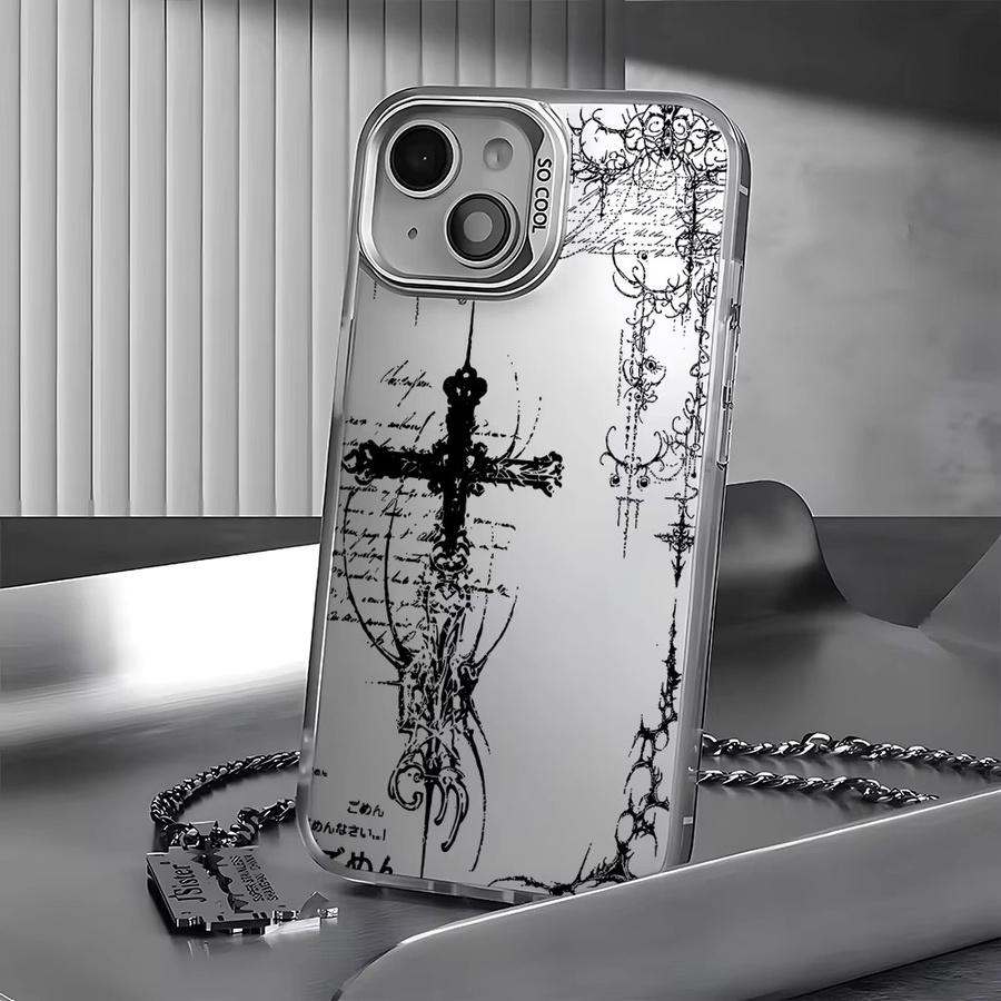 Gothic-Kreuz Handyhülle in Schwarz für iPhone 11 bis iPhone 17 Pro Max mit Anti-Fall-Schutz und mattem Finish - Bild 4