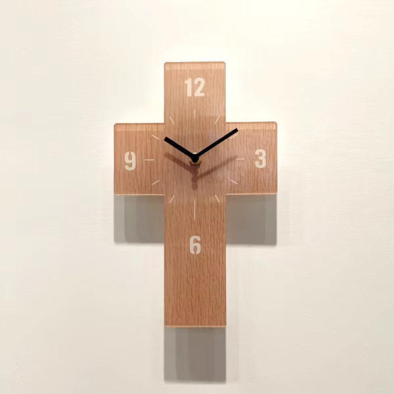 MBVM Xenomorph Wanduhr in Braun mit minimalistischem Design und lautlosem Digitalanzeige aus Holz - Bild 1