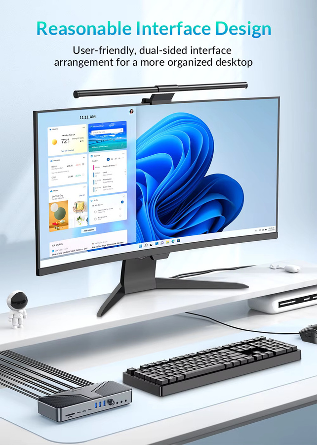 Yottamaster 22-in-1 USB-C Dockingstation mit Dual HDMI 4K 60 Hz, zwei DisplayPort 8K 30 Hz, PD 60 W und RJ45 in Grau - Bild 5
