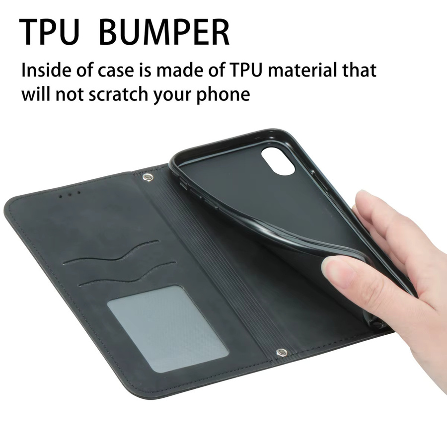 Business PU Leder Handyhülle für Samsung Galaxy S25 Plus S24 S23 Ultra S22 5G als stoßfeste Flip Book Card Wallet Cover in Schwarz - Bild 2